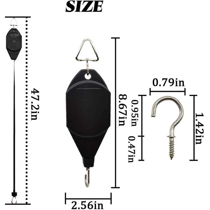 3 Pack Retractable Plant Hook Pulley,for Garden Baskets & Bird Feeder