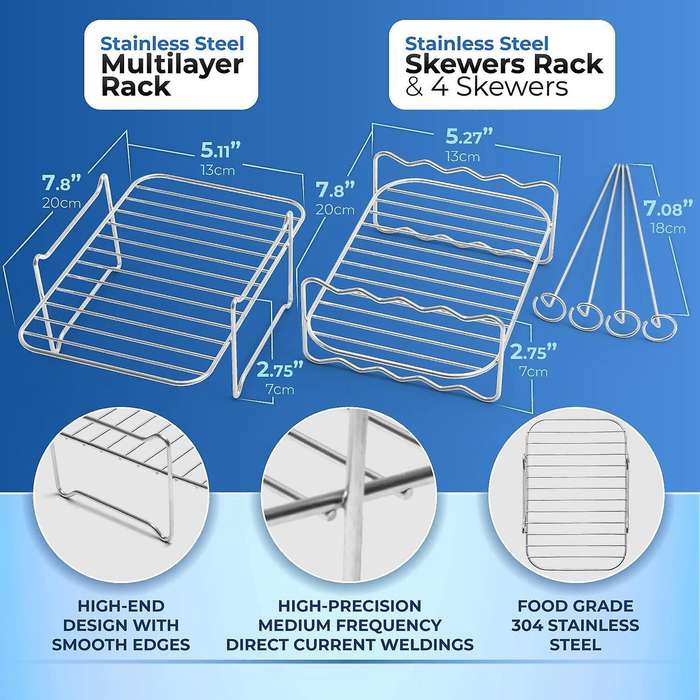 Air Fryer Accessories, with Pizza Pan, Skewer Rack, Egg Bite Mold