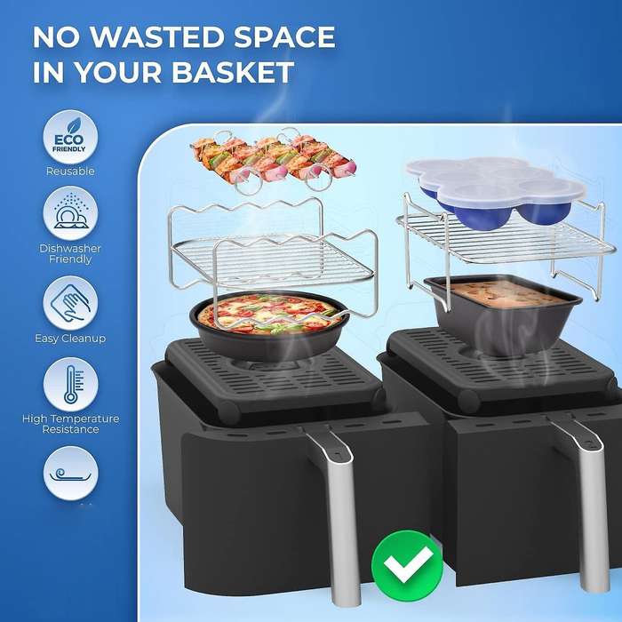 Air Fryer Accessories, with Pizza Pan, Skewer Rack, Egg Bite Mold