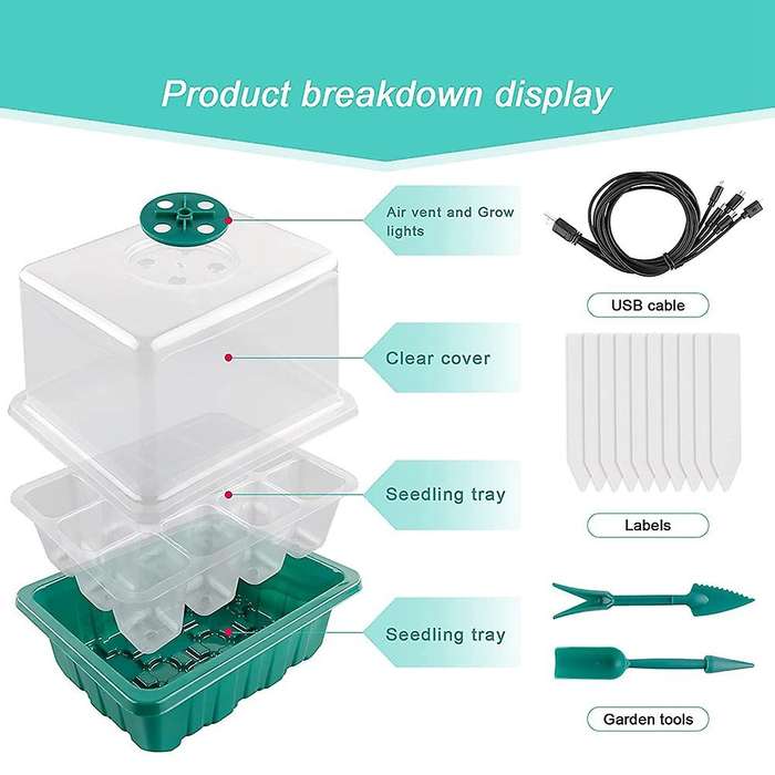 Seed Tray Kit, Plant Germination Starter Kit for Greenhouse Grow