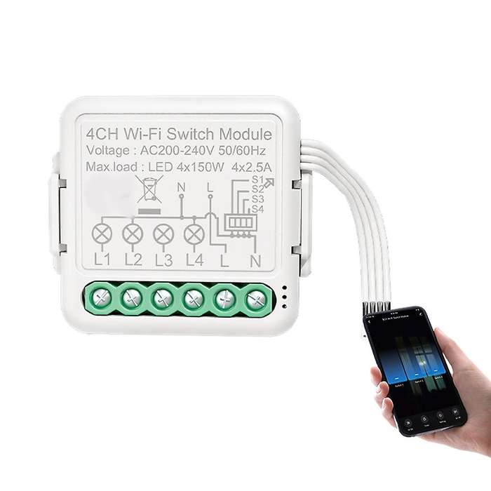 Tuya Wifi Switch Module with Dual Way Control, for Alexa,home(4 Gang)