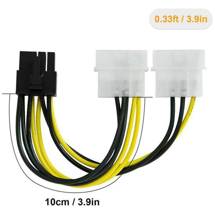 40pcs 18cm 8pin to Dual 4pin Video Card Power Cord 180w Y Shape
