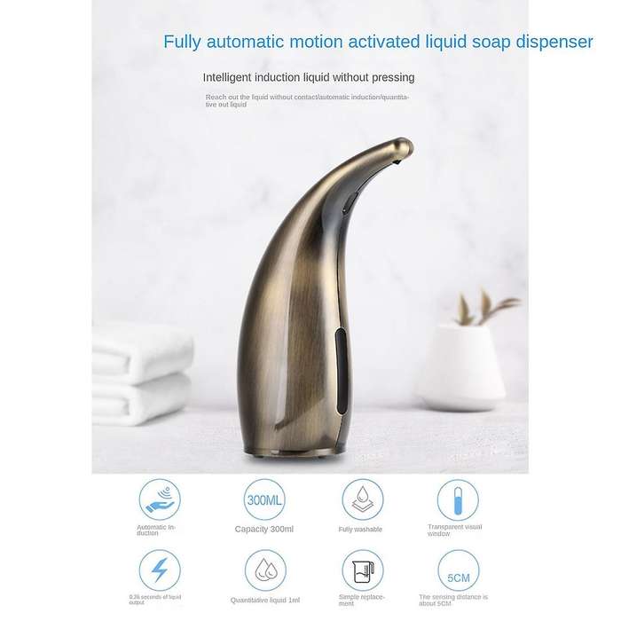 300ml Automatic Touchless Soap Dispenser,for Kitchen Bathroom Bronze