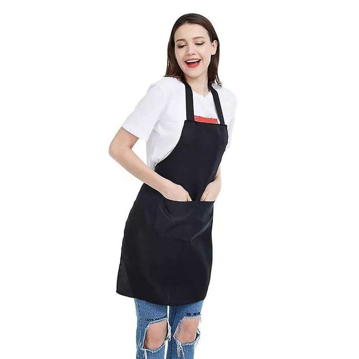 10 Pack Bib Apron - Unisex Black Apron Bulk with 2 Roomy Pockets