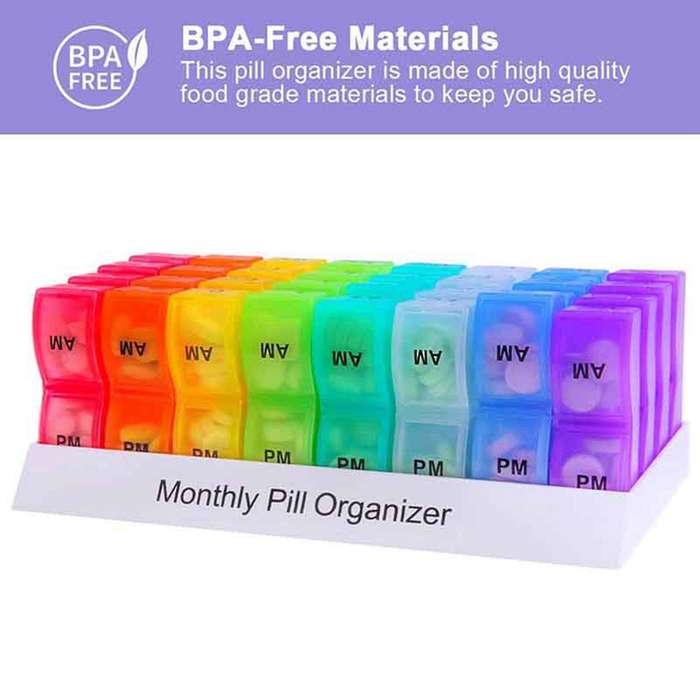 Monthly Weekly Pill Organizer Boxes-am/pm Daily,31 Day