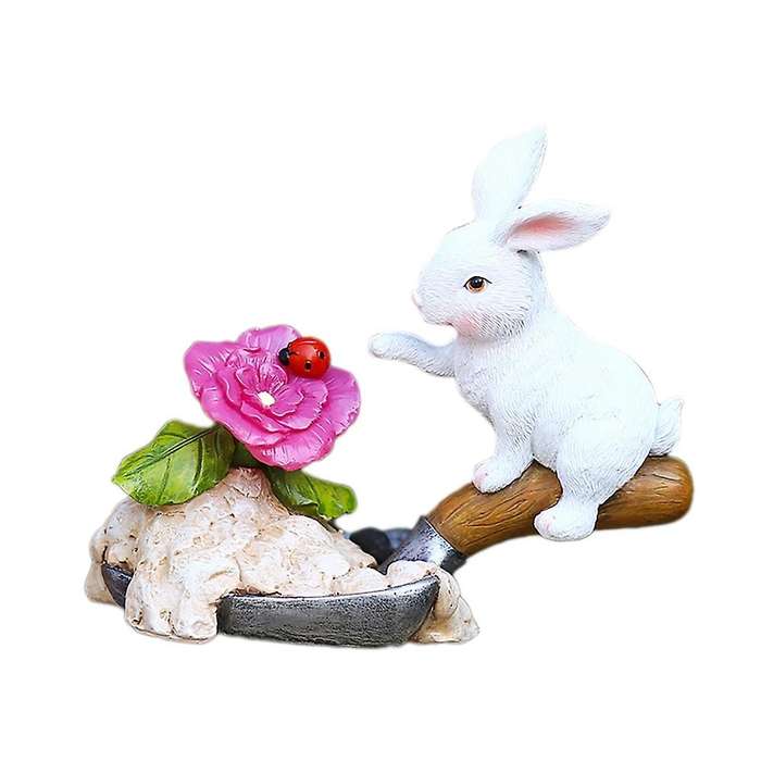 Cute Rabbit Solar Lamp Villa Outdoor Solar Rabbit Lawn Garden(white)