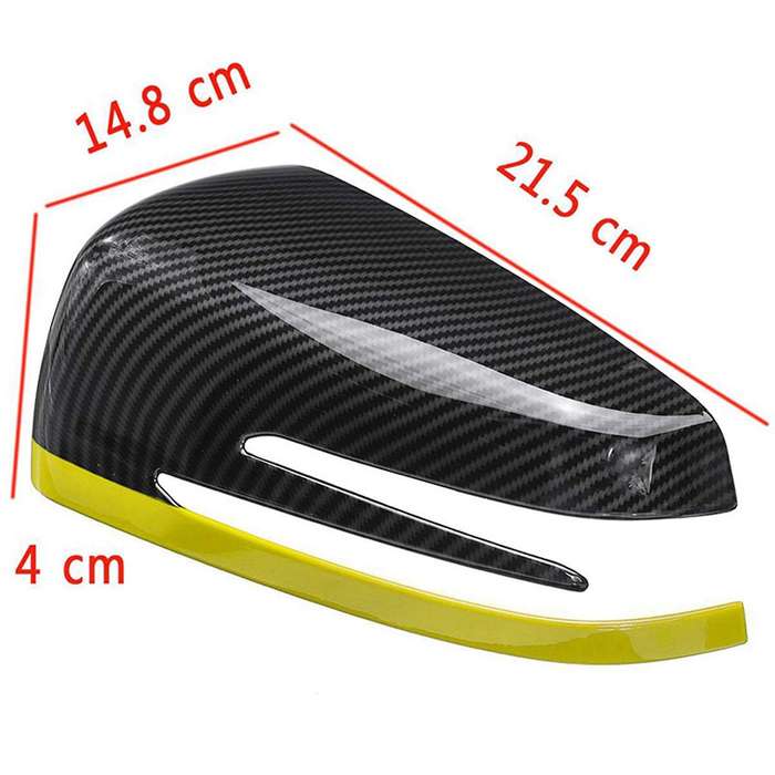 2x Car Rearview Side Mirrors Cover Cap Carbon Fibe + Red