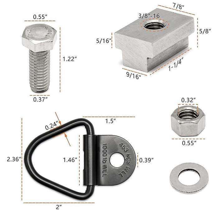 Bed Deck Rails Cleat Tie Down Anchors Rings for Toyota Tacoma