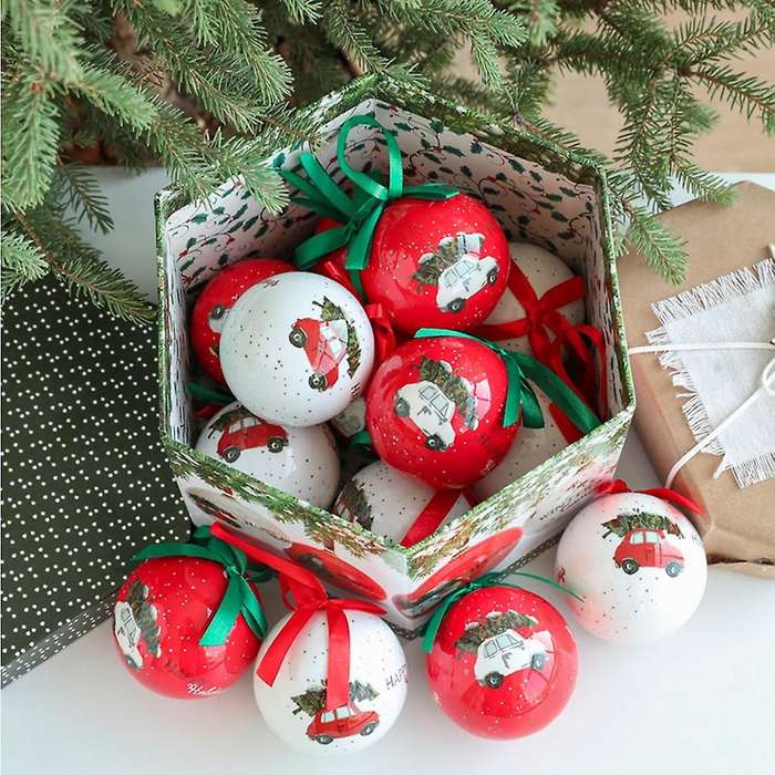 14pcs Xmas Tree Hanging Ball Ornament Gift Hang Ball Diy Xmas Party-a