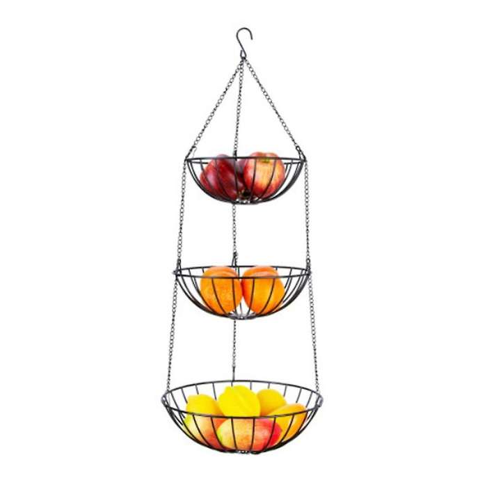 3-tier Wire Hanging Basket Iron Wire Basket Fruit Swing Bowl