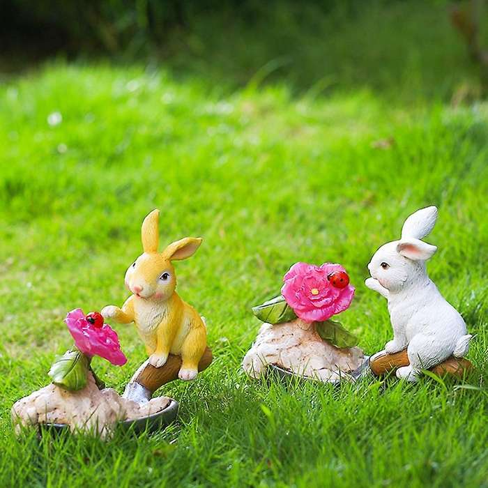 Cute Rabbit Solar Lamp Villa Outdoor Solar Rabbit Lawn Garden(yellow)