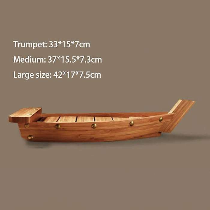 1pcs Practical Bamboo Sushi Plate Boat Shaped Dish 33x15x7cm