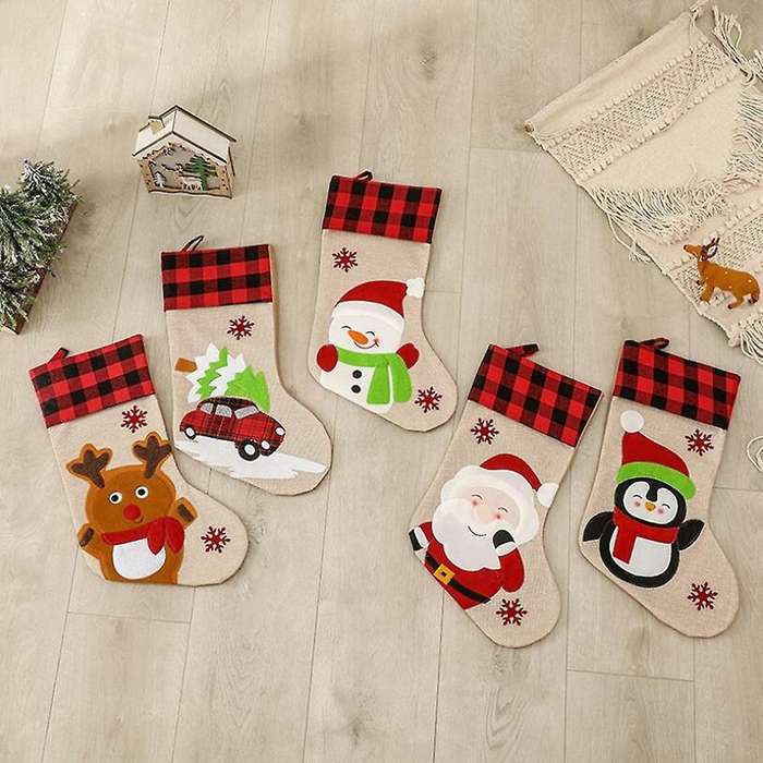 5pcs 3d Christmas Socks Gift Bag Children's Candy Christmas Socks
