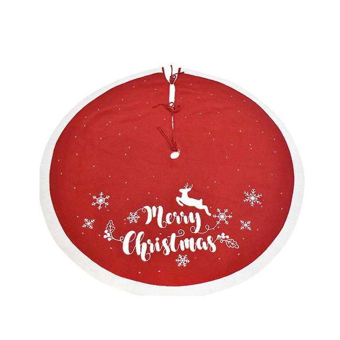 Christmas Tree Skirt Knitted Tree Skirt Snowflake Deer Embroidery