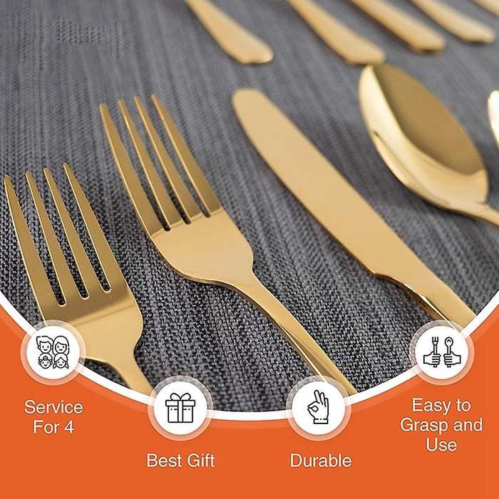 Golden Cutlery Set-stainless Steel, Fork and Spoon Set,20 Pieces