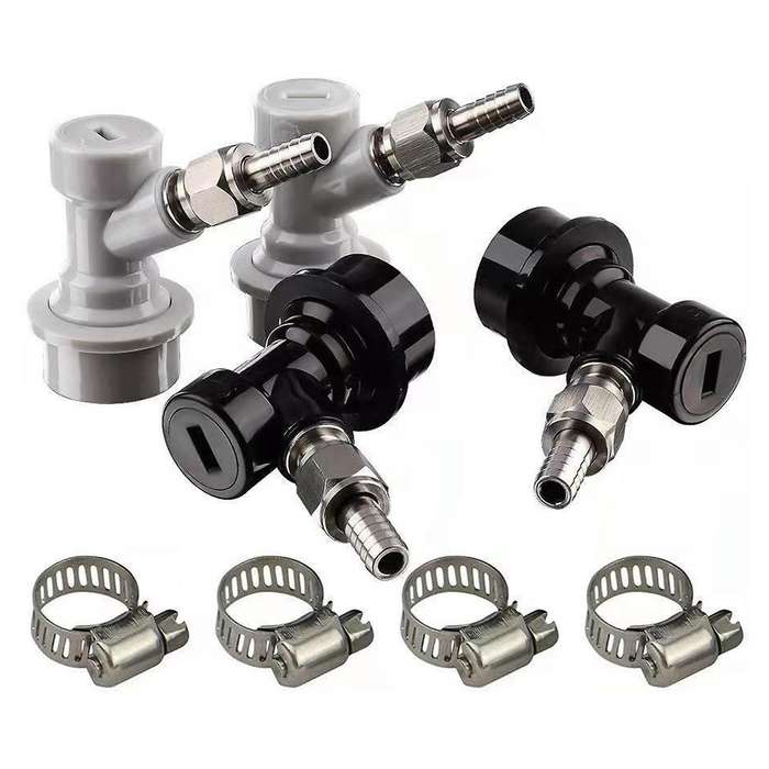 4pcs Threaded Ball Lock Barrel Fittings with Hose Clamps, Connectors