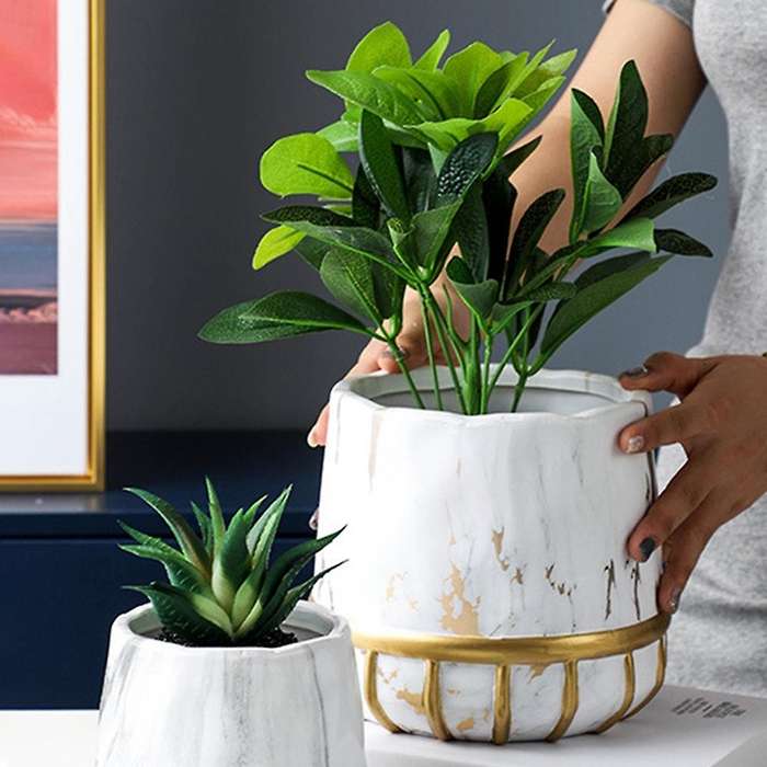 Marbling Appearance Ceramic Flower Pot Succulent Planter B