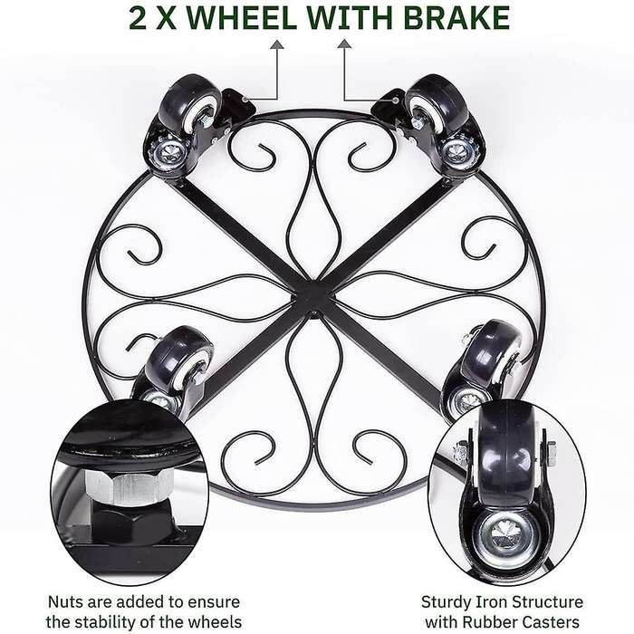 12inch Plant Stand with Wheels for Large Pots Flower Pot, Pack Of 1