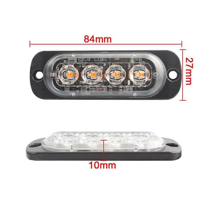 4pcs 4led Stroboscopes 12v Strobe Light (red-blue Light)