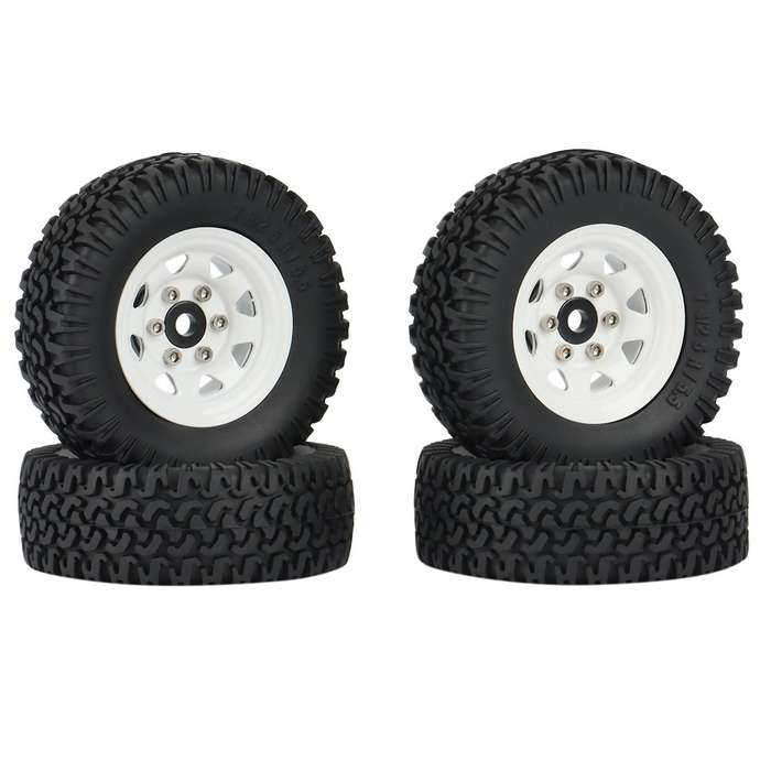 4pcs 1.55 Beadlock Wheel Rim Tires Set for 1/10 Axial Jr ,1