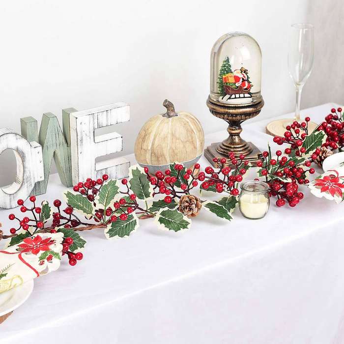 2x 6.23ft Red Berry Christmas Artificial Garland Decoration