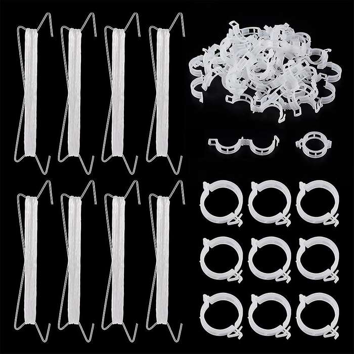 20 Pcs Tomato Support Hooks- with 39ft Twine + 40pcs Clips Plant