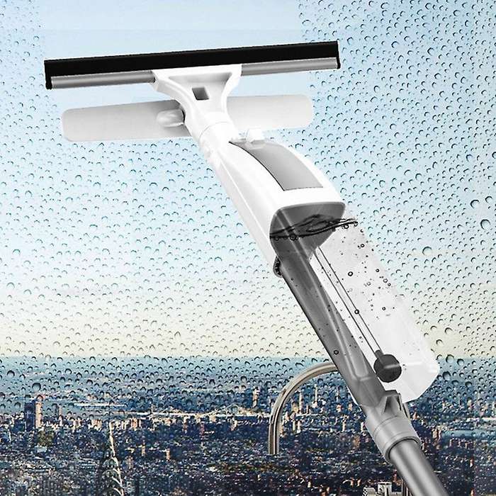 Long Handle Glass Cleaning Brush with Water Spray Double-sided Wiper