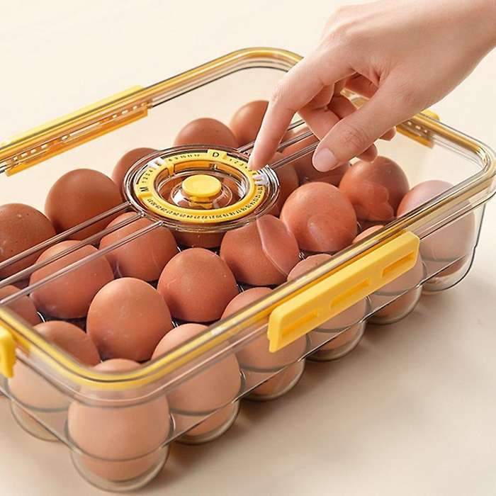 24 Grids Egg Storage Box Transparent Egg Container Yellow