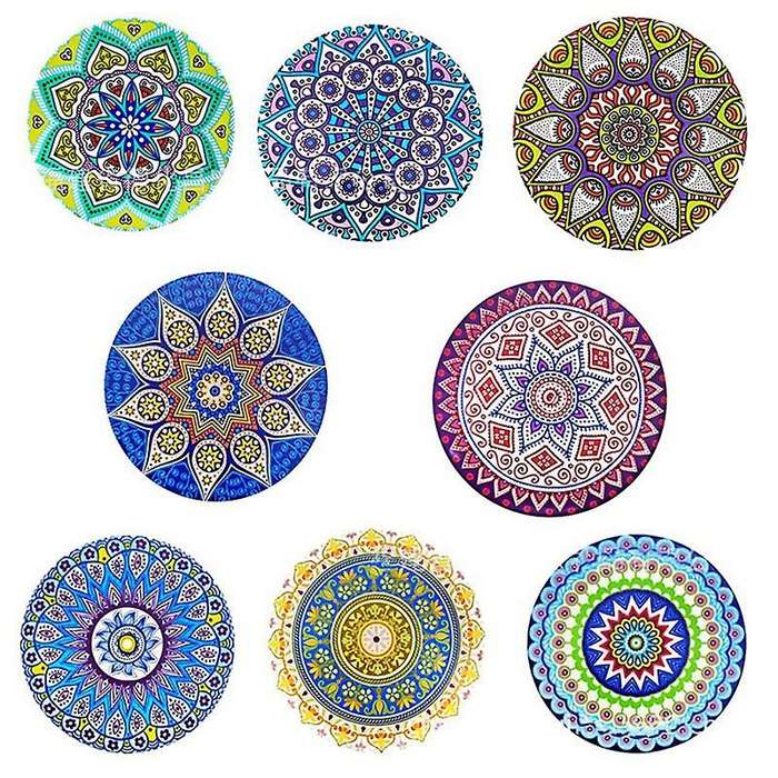 8 Pcs Absorbent Ceramic Stone Coaster with Cork Base