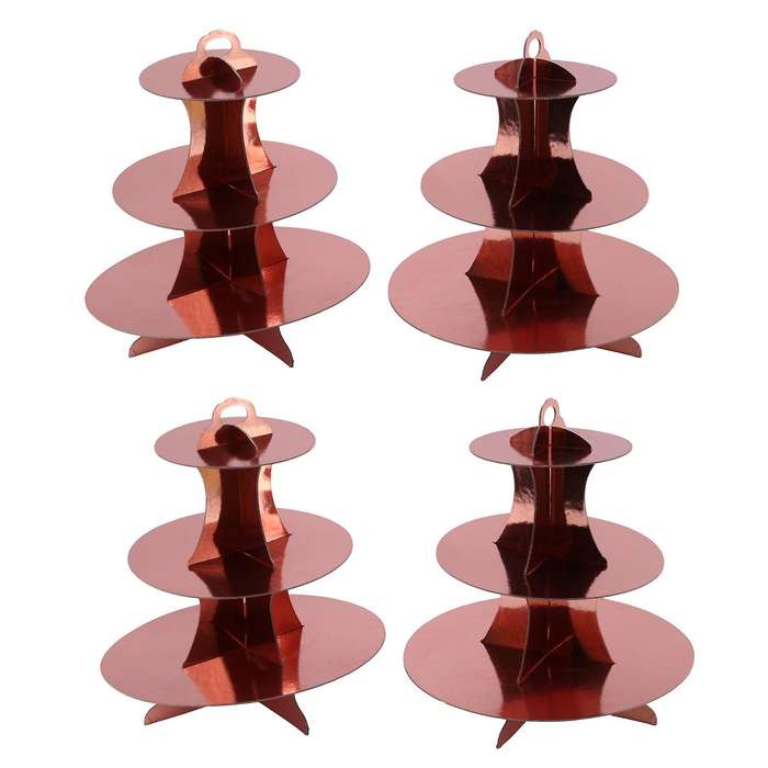 4 Set 3-tier Round Cardboard Cupcake Stand for 24 Cupcakes Perfect