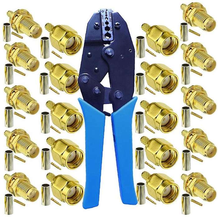 10pcs Sma Male and Female Coaxial Connectors and Crimper