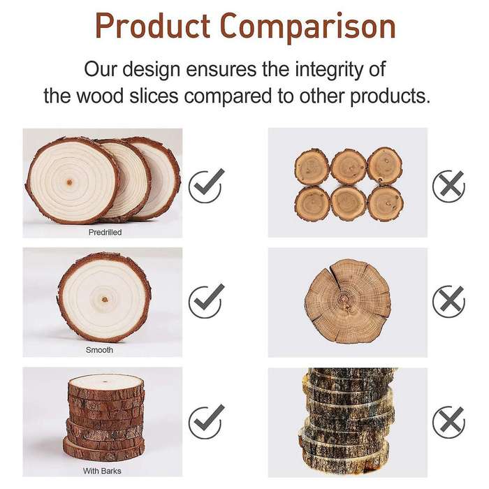 20pc Natural Wood Slices for Craft Pre-installed with Eye Screws