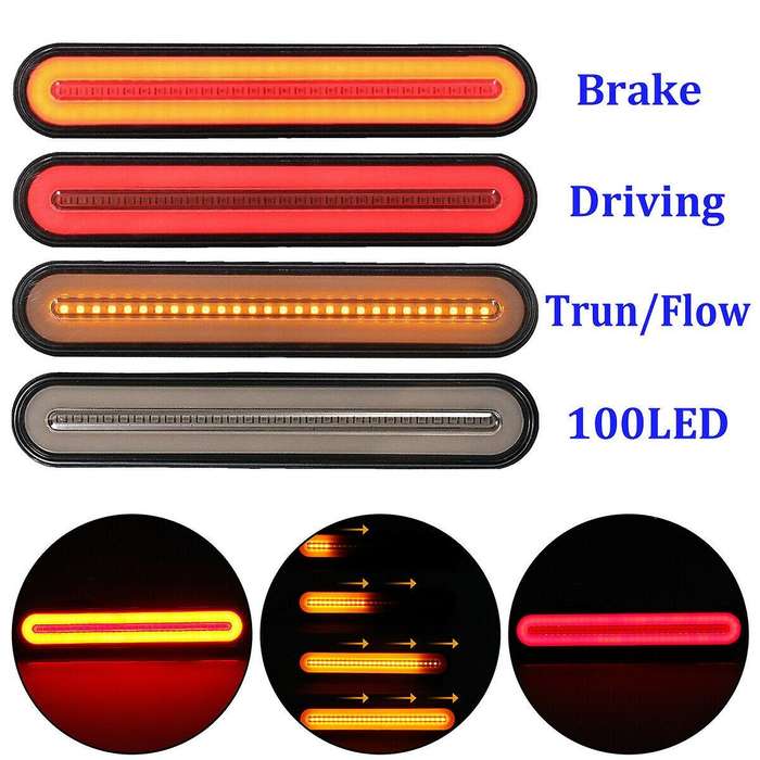 2pcs 100led Car Truck Drl Led Flowing Turn Signal Stop Tail Strip 12v