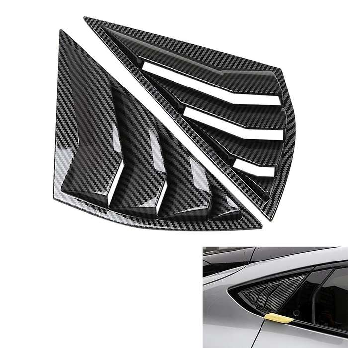 Car Carbon Fiber Rear Window Triangle Louver Shutter Cover Trim