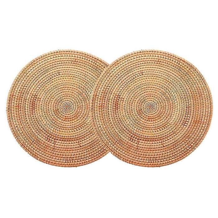 2 Pack Handwoven Rattan Placemats,wicker Table Mats, for Dinner Table