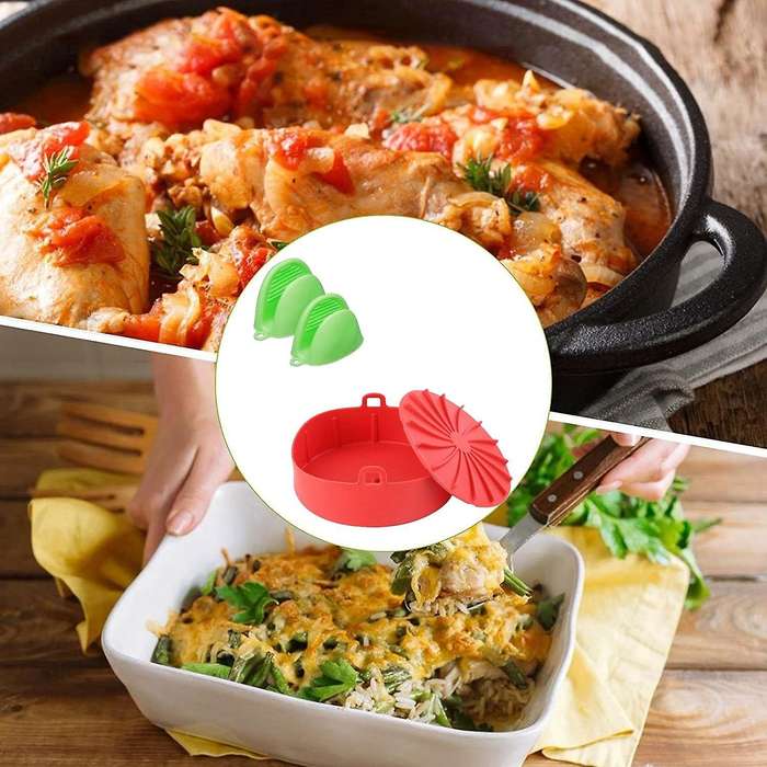 Silicone Pot for Airfryer Reusable Air Fryer Accessories Baking Gray