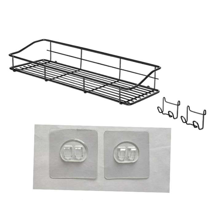 1set Iron Bathroom Storage Shelf Punch-free Wall Hanging with Hook