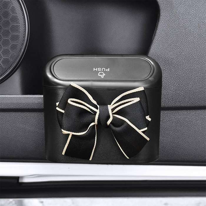 Car Trash Can Bow Decoration Garbage Door Side Storage Box C