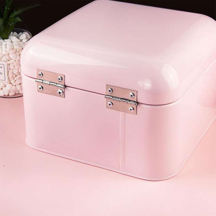 Countertop Metal Bread Box Bread Bin Storage Container(pink)