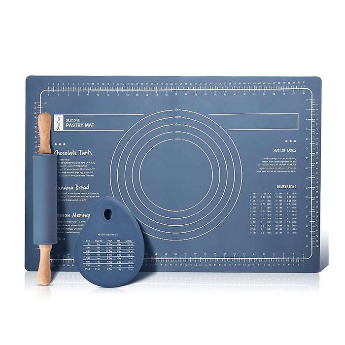 Baking Tools Silicone Baking Mat Pastry Rolling Kneading Pad (blue)