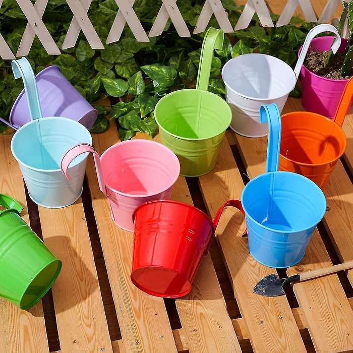 10pcs Hanging Planters Hanging Flower Pots Metal Bucket Hanging
