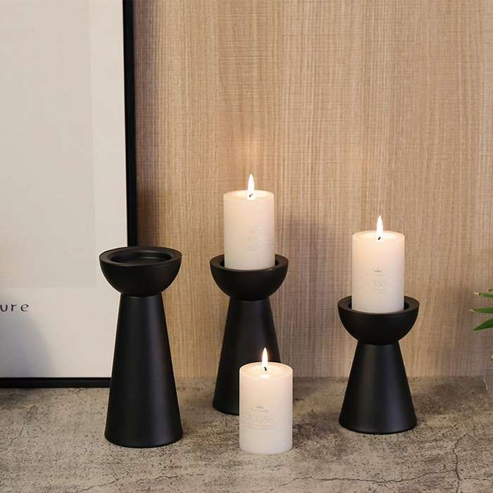 Black Candle Holders Set Of 3 Candle Holders for Pillar Candles
