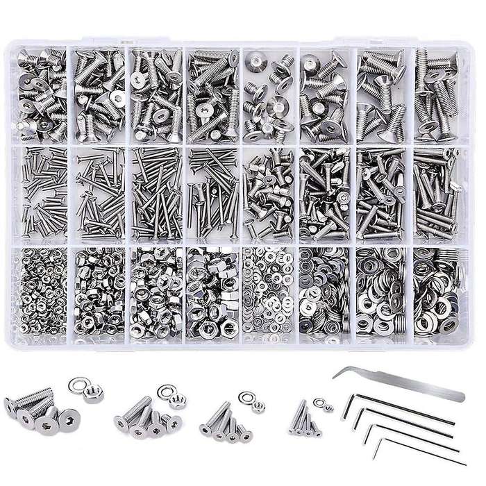 1230pcs M2 M3 M4 M5 304 Stainless Steel Screw Bolt Assortment Set