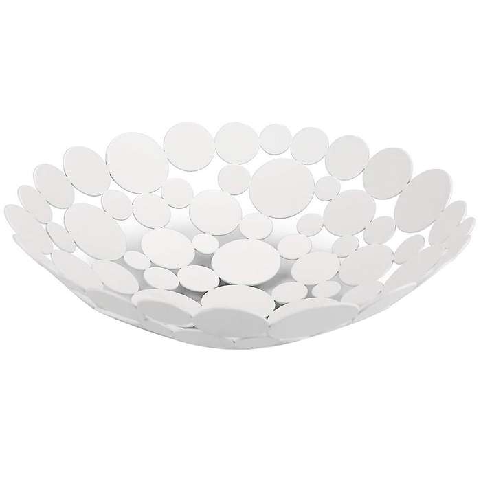 Metal Fruit Bowl Basket Decorative Countertop Fruit Holder (white)