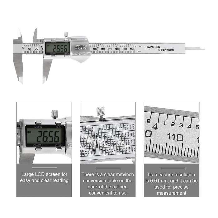 Vernier Caliper Ip54 High Precision Large Lcd Screen Stainless Steel