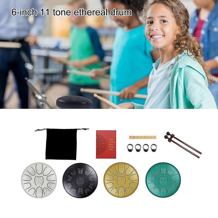 Steel Tongue Drum 6 Inch 11 Tone Carbon Steel Tongue Hand Pan Drum, D