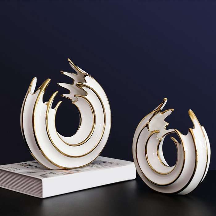 Luxury Abstract Sea Wave Ceramic Statue Living Room Sculpture D