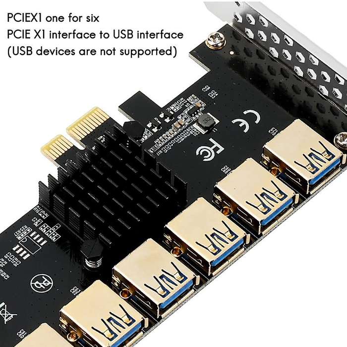 Pci-e Riser Card Pci-e 1x to 6 Usb 3.0 Graphics Adapter Card