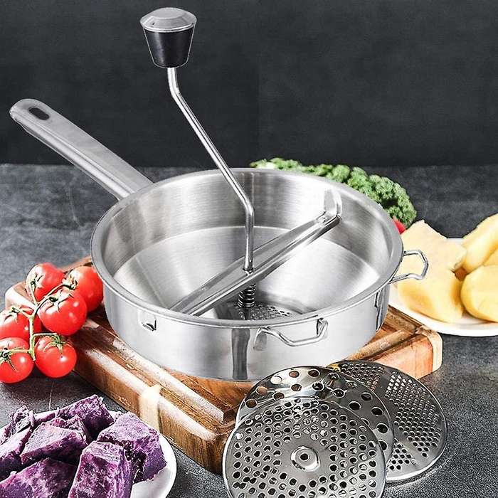 Rotary Food Mill Potato Ricer with 3 Interchangeable Disks,baby Foods