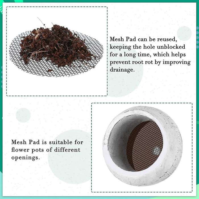 200 Pieces Round Mesh for Plant Pot Gardening Pad Plant Pot Mesh Pad